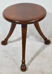 Vintage Solid Mahogany Traditional Three Legged Stool Foot Stool Bench Made - Picture 1 of 6