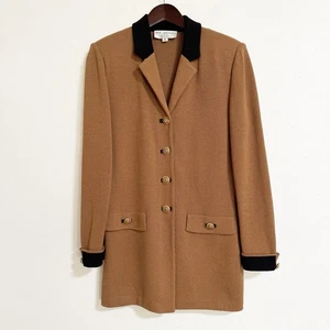 St John Collection Crested Button Lone Line Knit Blazer Brown Size 8 - Picture 1 of 11