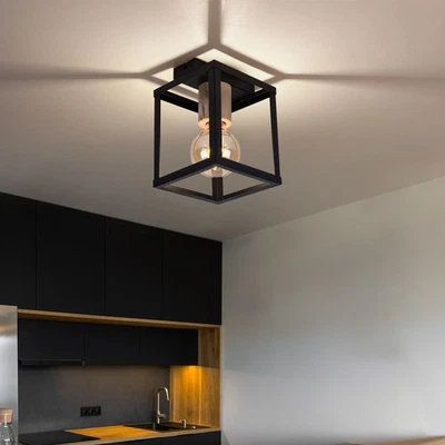 Plafonnier Holzleuchte Lampe Salle à Manger Noir 1 à Flammes LED - Photo 1/4