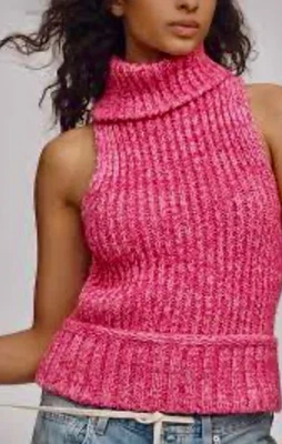 Anthropologie Pilcro Sweater Turtleneck Pink Ribbed Preppy Retro Boho Medium NWT - Image 1 of 4