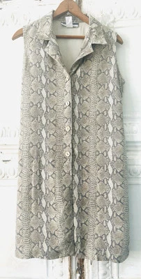 Mini Vestido Túnica Vintage Dana Kay Patrón Piel de Serpiente Sin Mangas 10 Mediano Foto 1 de 4