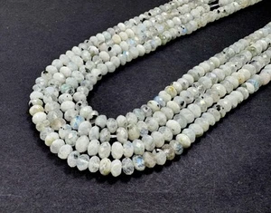 🌕 Natural Rainbow White Moonstone Faceted Rondelle Gemstone Beads RDF56 - Picture 1 of 2