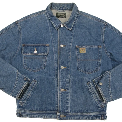 Винтажная мужская джинсовая куртка Polo Country M синяя для дальнобойщиков укороченная сделано в США 90-е - Изображение 1 из 4