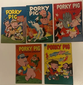 lot of 5 Golden Age PORKY PIG #182 VG+ # 311  VG+ #360 VG- #426 VG- #27 VG- - Picture 1 of 11