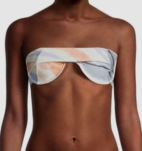 $111 Revel Rey Women's White Ezra Printed Underwire Bikini Top Swimwear Size L - Picture 1 of 3