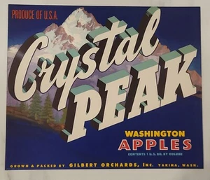 LABEL Crystal Peak Apples Gilbert Orchards Yakima Washington - Picture 1 of 1