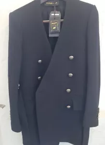 Neu Balmain x H&M Herren marineblau Wollmischung V-Ausschnitt Pfau Größe 36R - Bild 1 von 7