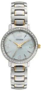 New* Citizen EL3044-54D Women's Diamond Accented TT Mother-of-Pearl Dial Watch - Picture 1 of 3