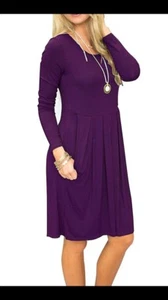 I2Crazy Damen Freizeitkleid Plissee Locker Swing T-Shirt Kleider mit Taschen L - Bild 1 von 8