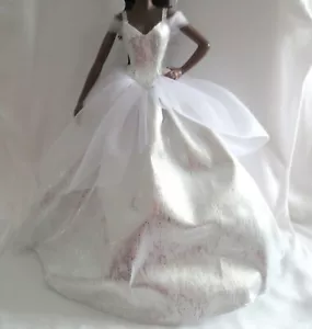 NEW! 2021 Barbie Holiday Doll White & Silver Gown Long Dress Model Muse Clothing - Picture 1 of 2