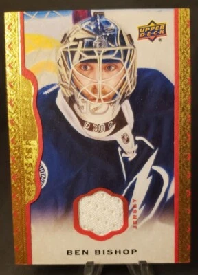 BEN BISHOP *SWATCH RED LEATHER 85/85* 2014-15 Upper Deck Masterpieces Hockey - Image 1 of 2