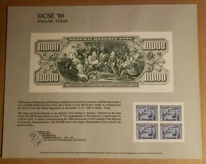 1986 BEP SC116 DCSE 10.000 $ Federal Reserve Note Souvenir Card - Bild 1 von 1