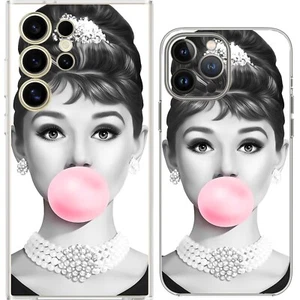 Funda protectora de silicona Audrey Hepburn Icon Celeb Bubble Gum/a prueba de golpes/MagSafe - Imagen 1 de 19