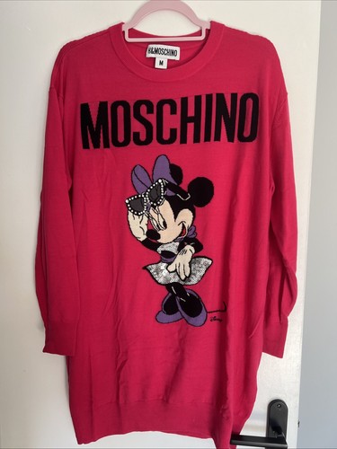 Raro Abito Maglione H&M Moschino Minnie Mo Rosa 100% Lana Edizione Limitata