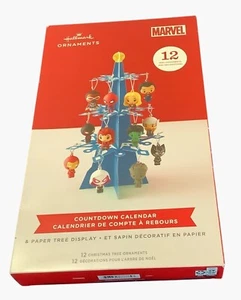 Hallmark Marvel Countdown Advent Calendar 12 Mini Ornaments Paper Tree Display - Picture 1 of 3