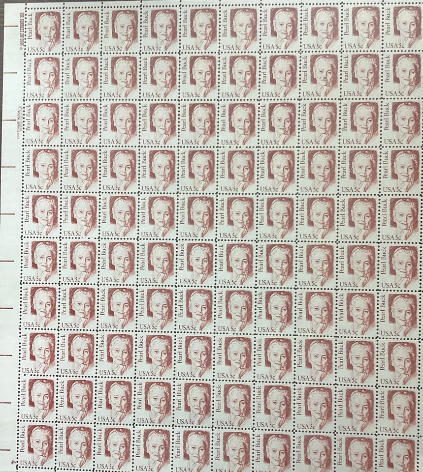 Full Sheet of 5 Cent Pearl Buck Great American Series SC# 1848 MNH - Image 1 of 1