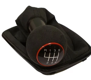  FÜR VW GOLF 4 1,6 FSI 1,8 1,9TDI.. ALCANTARA SCHALTKNAUF SCHALTSACK 6G BLACK 02 - Bild 1 von 5