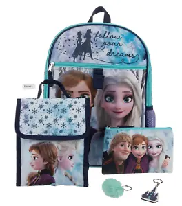 Disney Frozen 5 Piece Backpack Set w/ Lunch Bag Ana Elsa Dreams New - Picture 1 of 6
