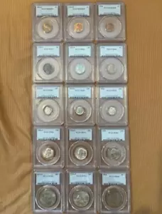 1954 PCGS GRADED COIN SET_ P, D, & S_ 15 COINS_ SILVER_ MS 62- MS65_ ITEM # 074 - Picture 1 of 8
