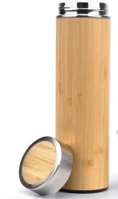 Vaso 17 oz Bambú Vaso Infusor de Té Botella de Agua Nuevo Termo Foto 1 de 2
