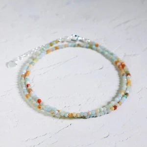 Natural Amazonite Gemstones Beads Choker Healing Tiny Delicate Women's Necklace - Picture 1 of 4
