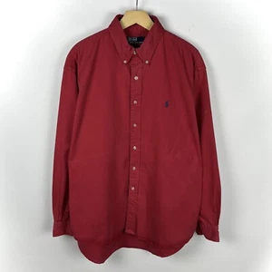Vintage Ralph Lauren Blaire Red Long Sleeve Mens Button Up Shirt 90’s Size L - Picture 1 of 24