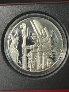 KANADA 30 $ DOLLAR 1 UNZE STERLINGSILBER PROOF 2005 WILLKOMMEN FIGUR TOTEMPFAHL - Bild 1 von 8
