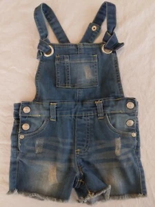 Seven 7 For All Mankind Blue Denim Overalls Bibs Shortalls 12 Month Baby Girls - Picture 1 of 7