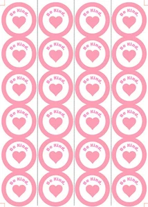 24 PRECUT Edible Be Kind Cupcake Fairy Cake Wafer Decoration Toppers - Picture 1 of 1