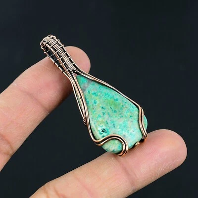 Азурит драгоценный камень медная проволока обернутый подарок для ее подвеска ювелирных изделий LC-213 - Изображение 1 из 4