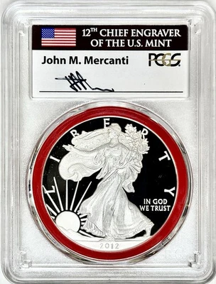 S Proof Silver Eagle 2012 graduación profesional Pr70 John Mercanti serie de grabadores como nuevo, ¡pop 23! Foto 1 de 3