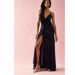 Neu Free People Simone Cinche Maxikleid 250 $ Größe 8 marineblau schwül Schnürung hinten - Bild 1 von 4