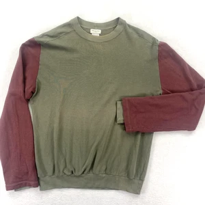Dries Van Noten Sweatshirt Herren Medium Grün Burgund Colorblock Distressed - Bild 1 von 19