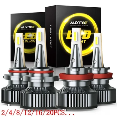 AUXITO 9005 9006 H11 LED Headlight Fog Kits Bulb White High Low Beam 2/4/6/8X - Image 1 of 4