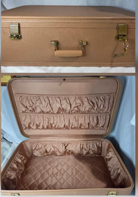 Mala rígida Starline grande vintage anos 50 26 x 16 x 9 bronzeada com chaves - Imagem 1 de 4