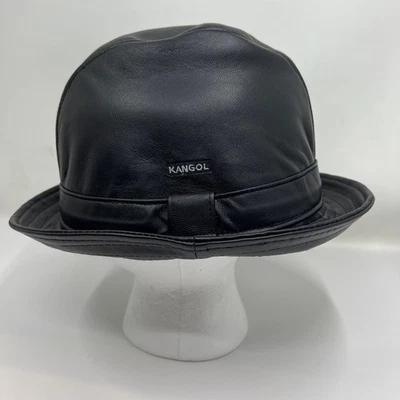 KANGOL 100% простоя кожи игрок шляпа черный мужской большой Fedora стиль новый с Ярлыками - Изображение 1 из 4
