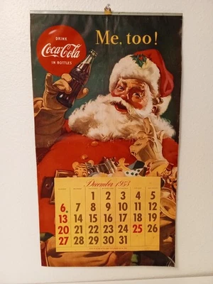 1953 1954 Coca Cola календарь декабря Санта-Клаус - отличном состоянии товара!! РЕДКАЯ  - Изображение 1 из 4