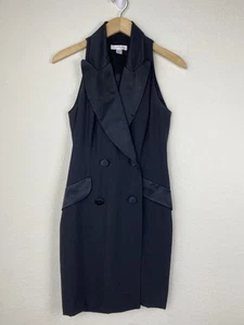 Abito smoking vintage Ann Taylor 8 doppiopetto nero blazer cocktail vecchi soldi - Foto 1 di 5