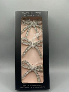 Rachel Zoe Klar Strass Schleife Ornamente 6er Set Weihnachten Kokette NEU  - Bild 1 von 6