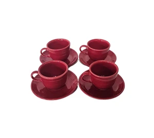 Vintage Fiestaware Scharlachrot Tassen und Untertassen 4er Set - Bild 1 von 9