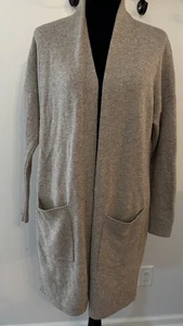 ATHLETA Spirit Wool Cashmere Wrap Open Cardigan Sweater Taupe Pockets Size Small - Picture 1 of 9