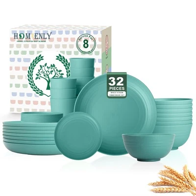 Wheat Straw Dinnerware Sets, Plates and Bowls Sets, 32-Piece Dish Set for 8, ... - Image 1 of 4