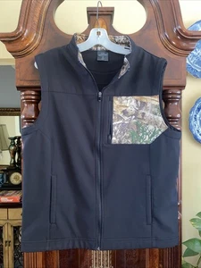 Realtree Gilet Uomo M Nero Mimetico Softshell Zip Giacca Cappotto Caccia Outdoor Escursionismo - Foto 1 di 4