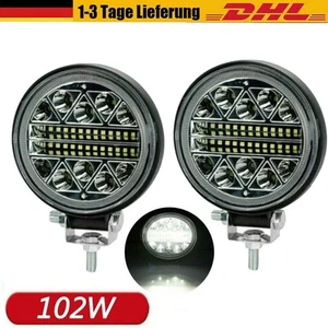 2x 102W LED Fernscheinwerfer Arbeitsscheinwerfer 12V LKW PKW SUV Auto Anhänger - Bild 1 von 12