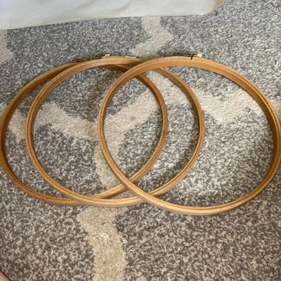 Lot of 3 New Screw Top Wooden Embroidery Hoops 10" - Image 1 of 3