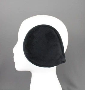 Black fleece ear muffs warmers behind head under hair fold up ear covers - Picture 1 of 9