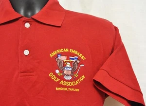 American Embassy Golf Association BANGKOK Thailand Medium M rot Polo Golf Shirt - Bild 1 von 6