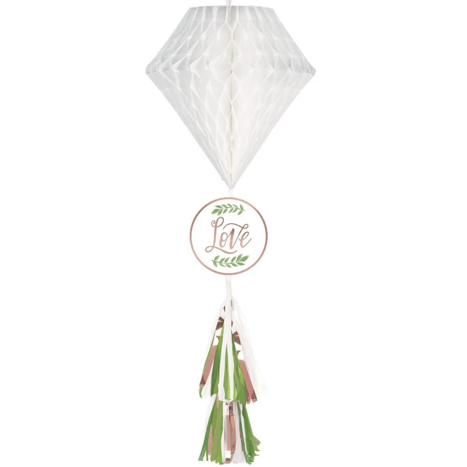 Amor y Hojas Panal con Cola Colgante Decoración 29 1/2" con Borla de Lámina Foto 1 de 1