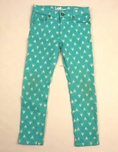 Girls Lee Jeans Skinny Size 6 Blue Geometric 5 Pocket - Picture 1 of 4