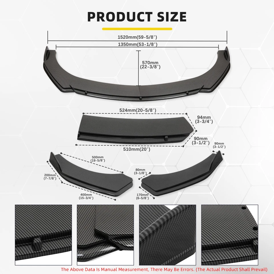 For Pontiac G8 GXP CARBON Front Bumper Lip Splitter Spoiler Side Skirts Body Kit Foto 1 de 4